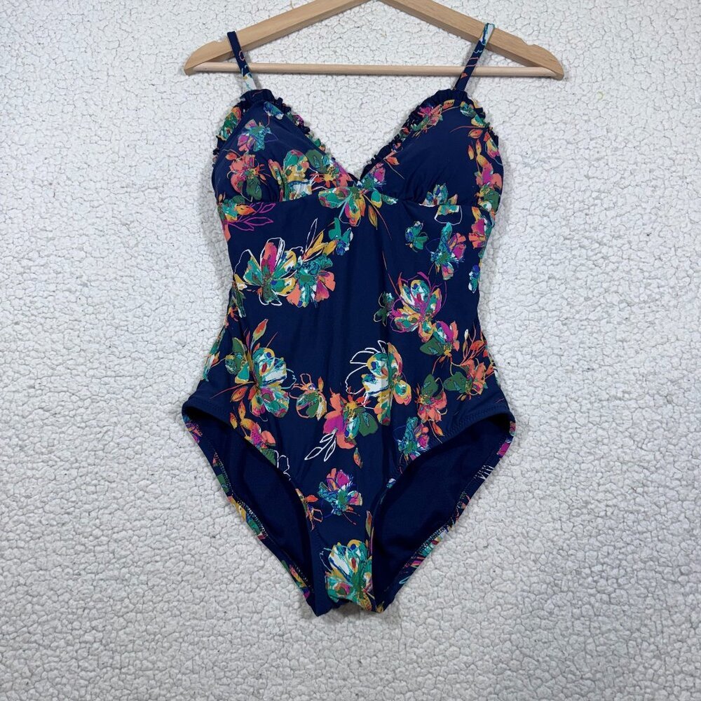 Sea Angel Women's One-piece Ruffle Swimsuit Floral Sz Small